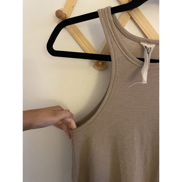 Free People Top Women's Small Light Brown Ribbed Tank Relaxed Fit - Picture 3 of 6